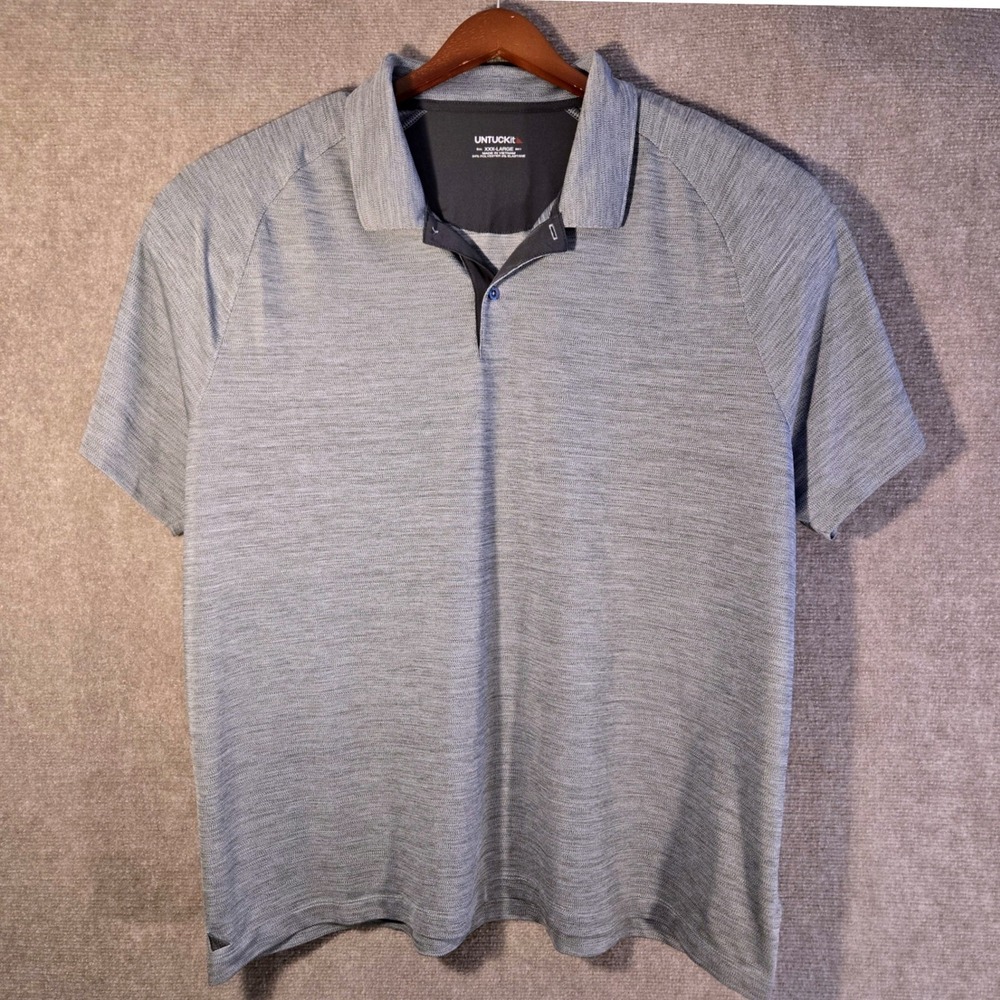 UNTUCKit Hannifer Grey Heathered Performance Polo Shirt Mens 3XL XXXL 41486